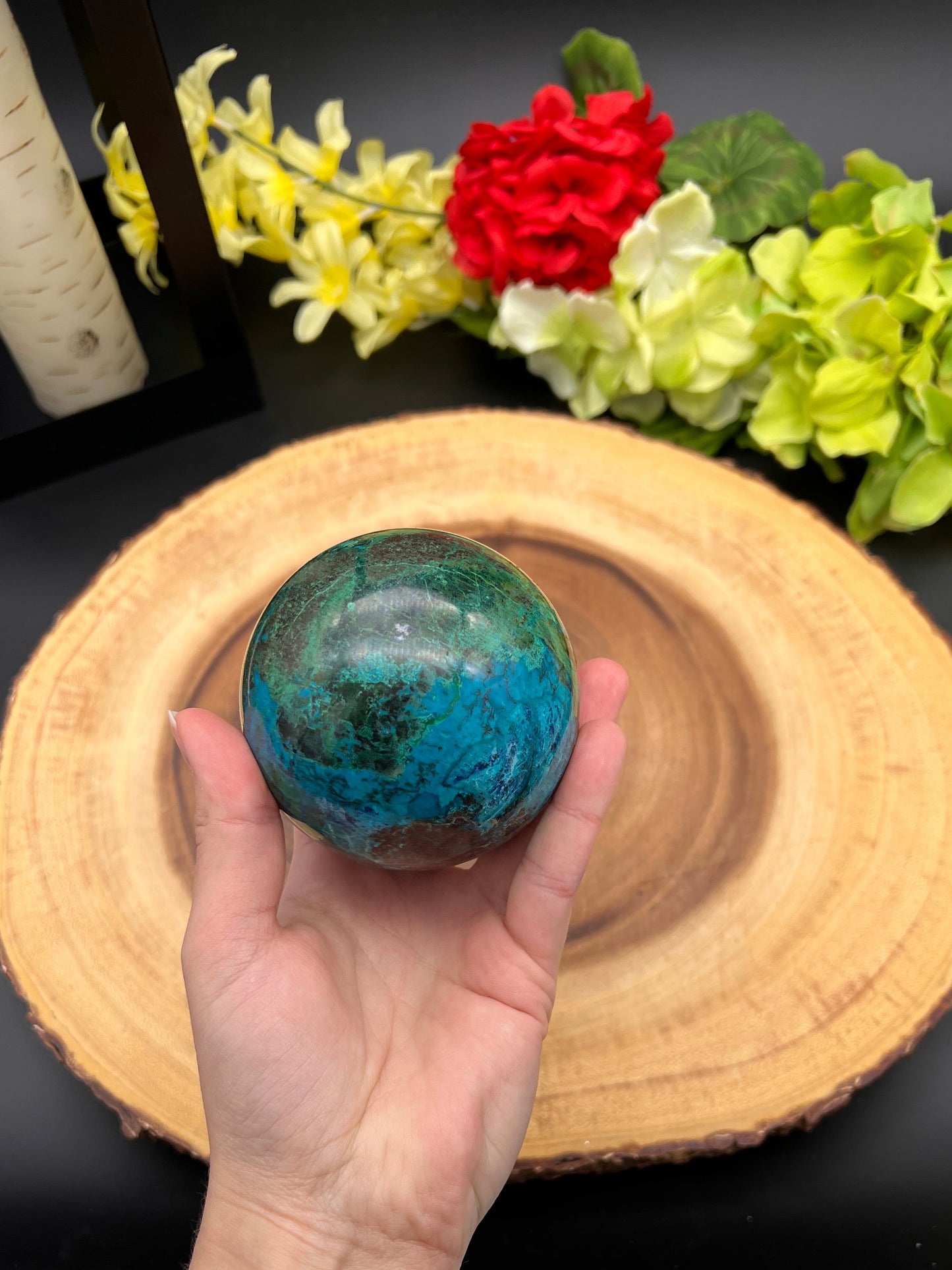 Rare Grade “A” XXL Shattuckite, Cuprite Sphere, 80mm.