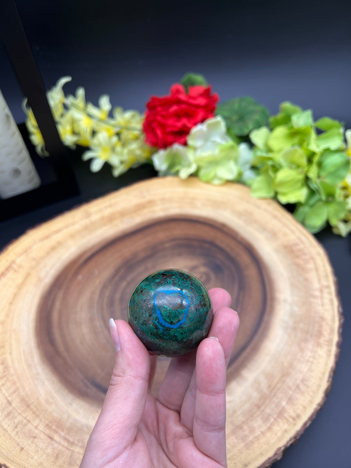 HIGH GRADE CHRYSOCOLLA WITH CUPRITE SPHERE 44.5mm
