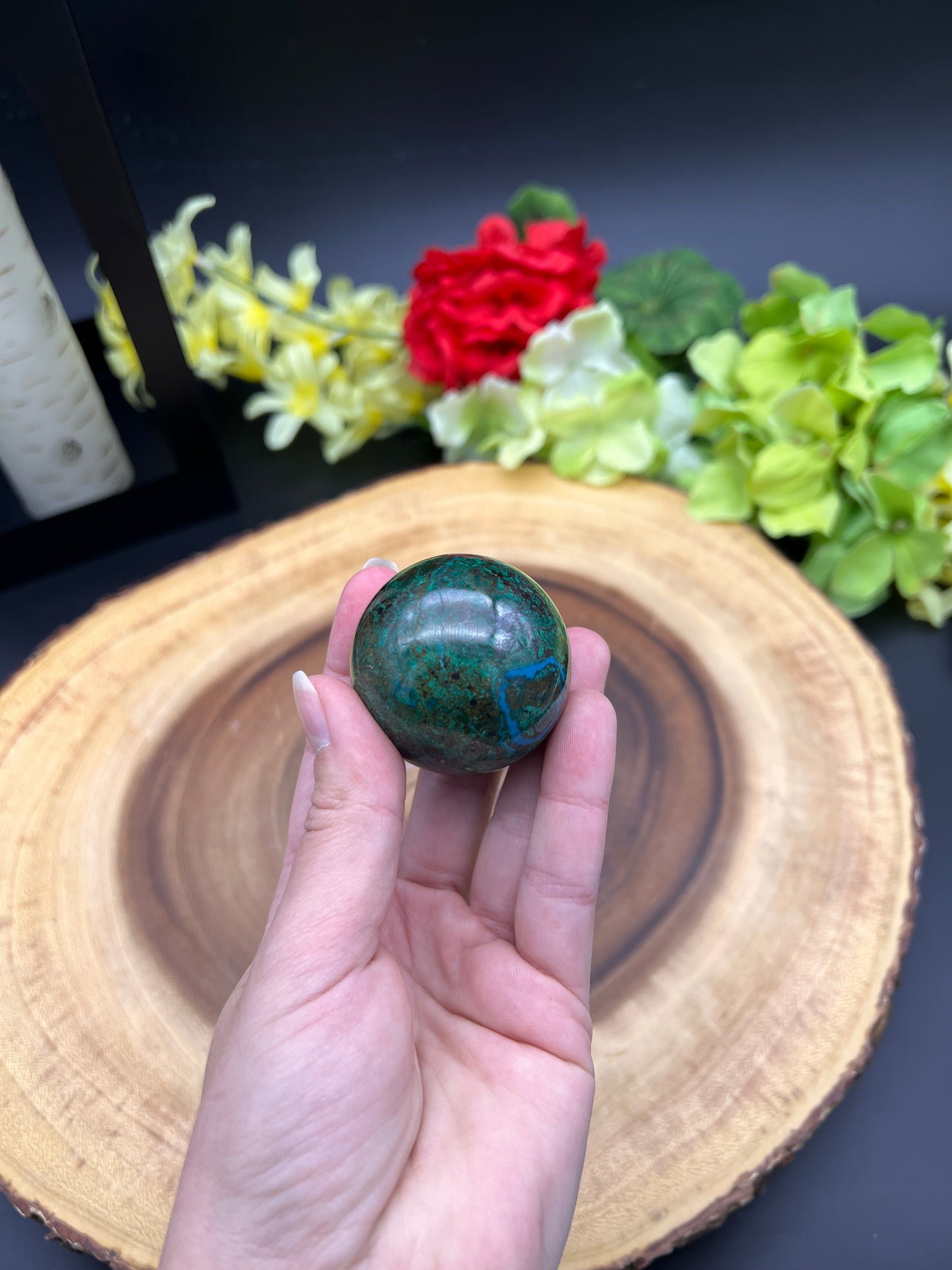HIGH GRADE CHRYSOCOLLA WITH CUPRITE SPHERE 44.5mm
