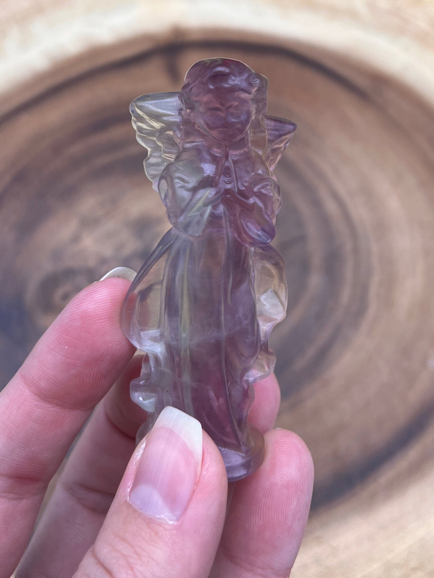 FLUORITE DETAILED ANGEL CARVING