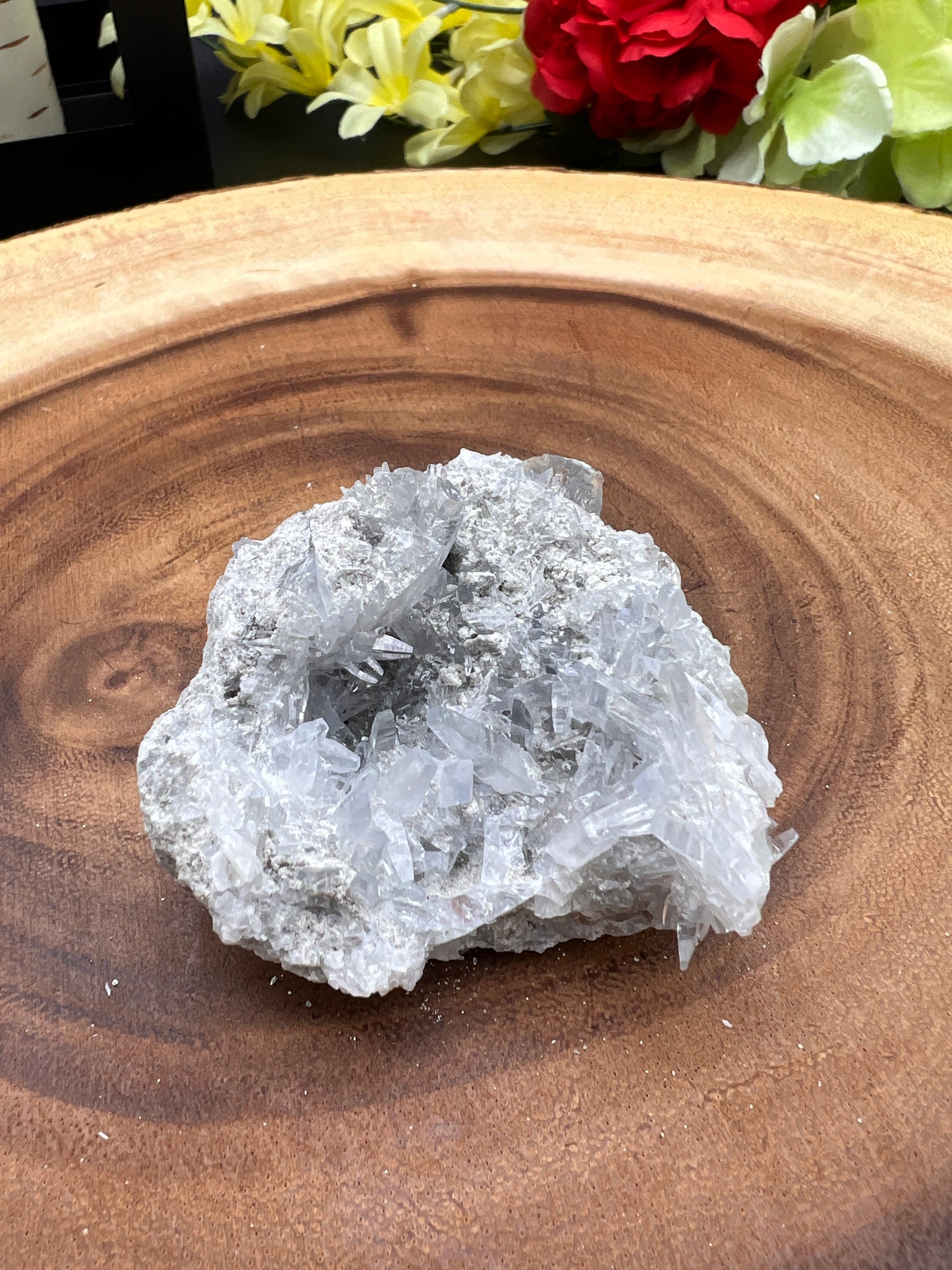 WHITE CELESTITE WITH HINTS OF BLUE CLUSTER
