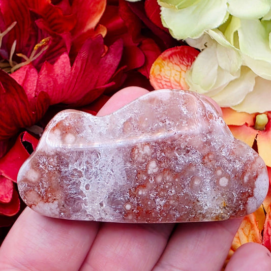 Pink Amethyst and Flower Agate with Sparkly Quartz Cloud