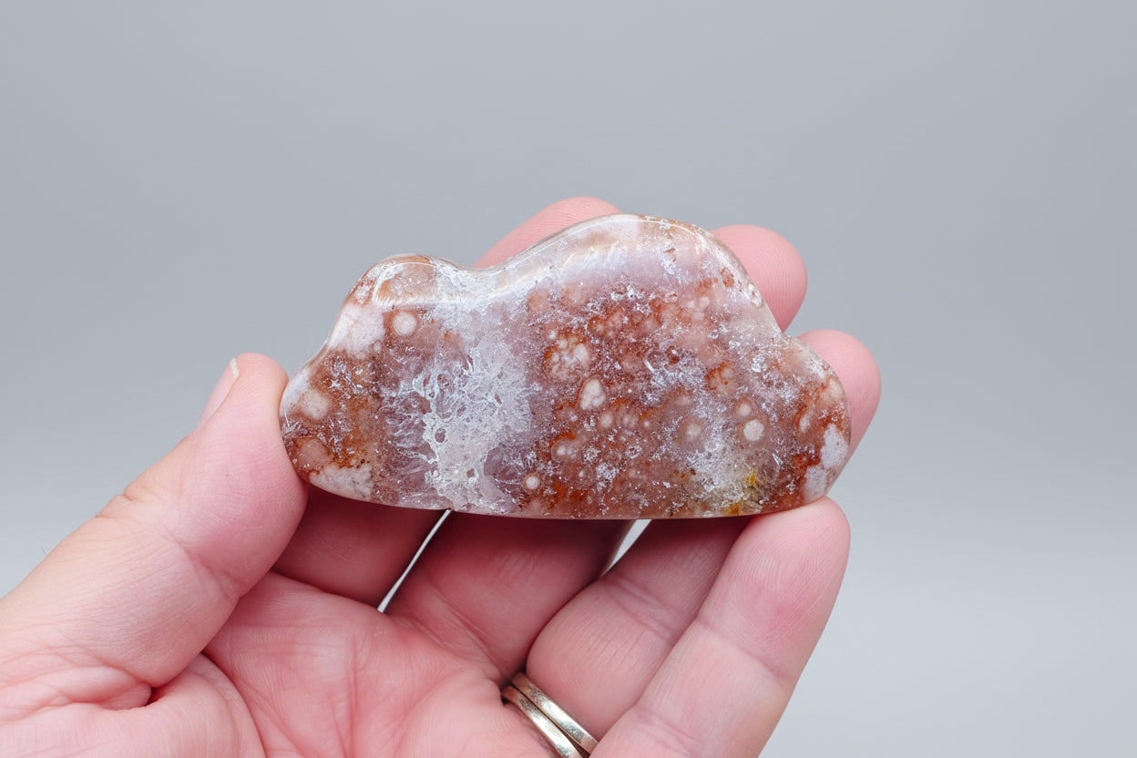 Pink Amethyst and Flower Agate with Sparkly Quartz Cloud