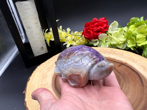 AMETHYST CRAZY LACED AGATE TURTLE