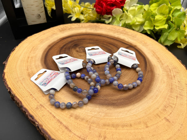 8MM SUPER BLUE FLOWER AGATE BRACELET - ALL NATURAL