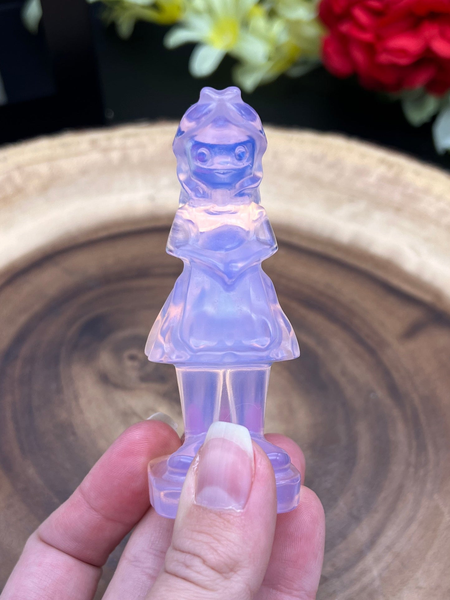 PINK OPALITE ALICE IN WONDERLAND CARVING