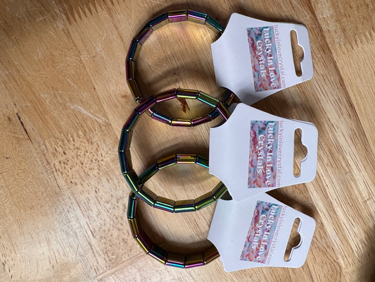 TITANIUM AURA HEMATITE BANGLE BRACELET