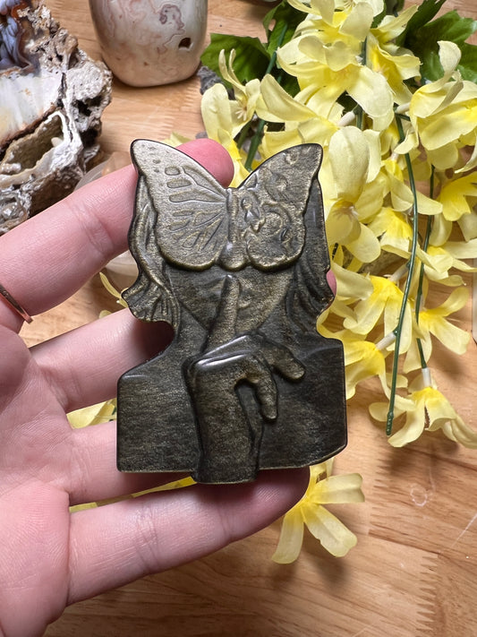 GOLD SHEEN OBSIDIAN FAIRY BUTTERFLY MAIDEN