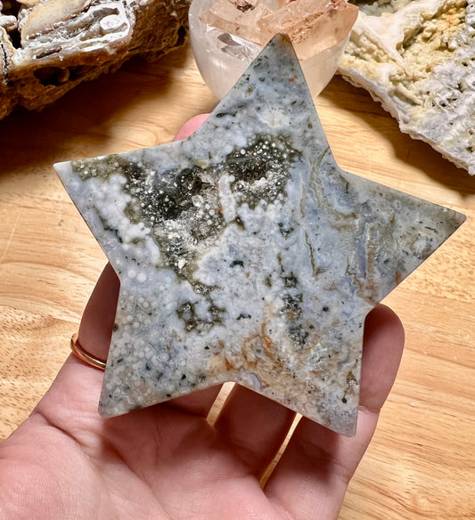 OCEAN JASPER WITH DRUZY QUARTZ STAR
