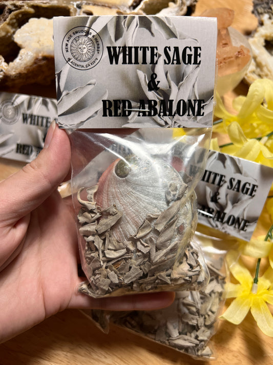 WHITE SAGE ABALONE SHELL SET