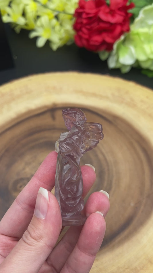 FLUORITE DETAILED ANGEL CARVING